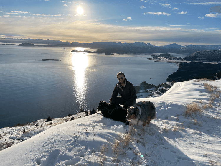 winter dog hike